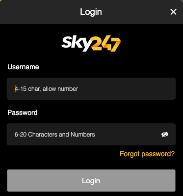 sky247 login process